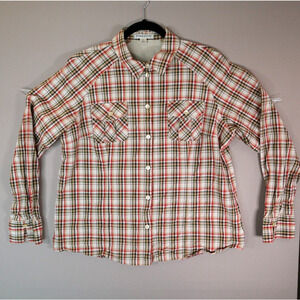 Pendleton Womens XL Button Down Long Sleeve Shirt Brown Red Plaid Vent Back